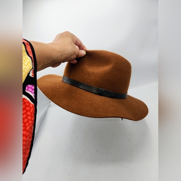 Ecote Urban Outfitters Boho Wool Brown Fedora Wide Brim Hat Rust One Size - Picture 8 of 12